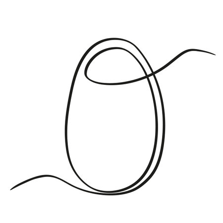 continuous drawing of an egg with one line.のイラスト素材