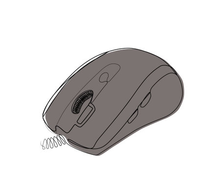 continuous drawing of a computer mouse with one line.のイラスト素材