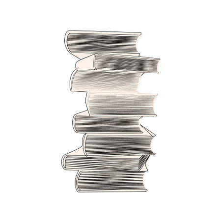 continuous one line drawing of a stack of books.のイラスト素材