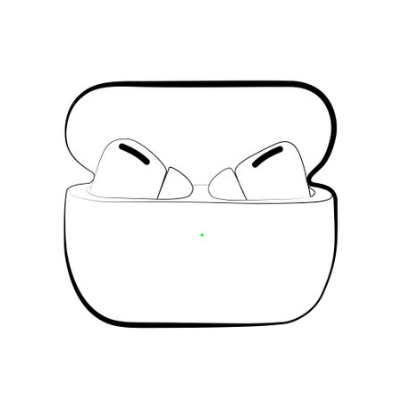 continuous line drawing of wireless headphones. minimalist artのイラスト素材