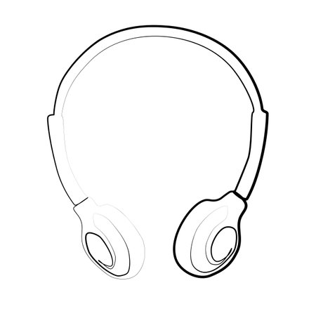 continuous line drawing of wireless headphones. vector illustrationのイラスト素材