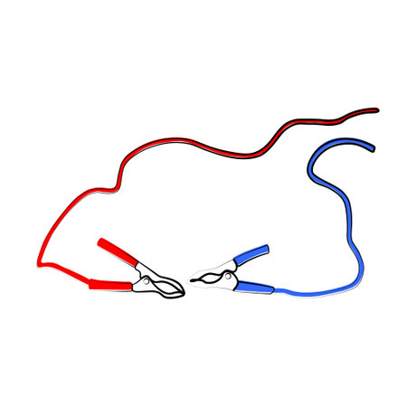 continuous one line drawing of a battery clipのイラスト素材