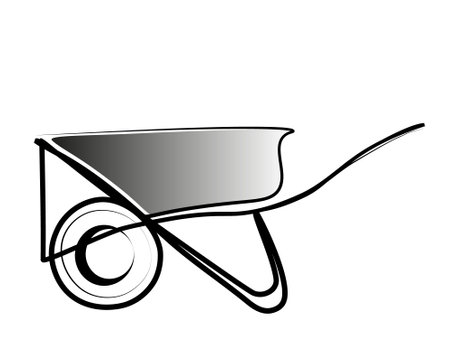 continuous drawing of a wheelbarrow with one lineのイラスト素材