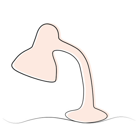 continuous drawing of table lamp with one lineのイラスト素材