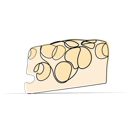 continuous drawing of a piece of cheese in one lineのイラスト素材