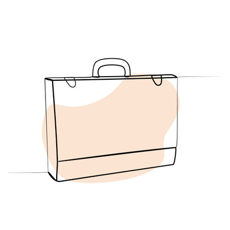 continuous one line drawing of a suitcase.のイラスト素材