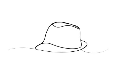 Continuous one line drawing of a summer hat.のイラスト素材