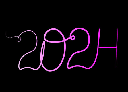 continuous drawing 2024 with one lineのイラスト素材