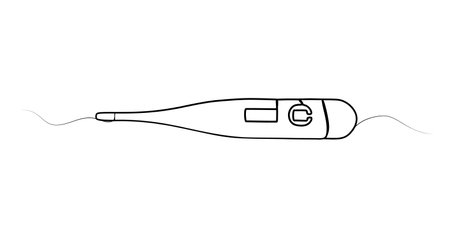 continuous drawing of an electronic thermometer with one lineのイラスト素材