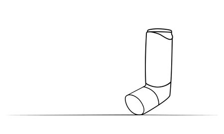 continuous one line drawing of asthma spray.のイラスト素材