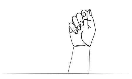 continuous drawing of a hand in one line.のイラスト素材