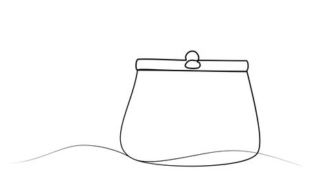 continuous one line drawing of a wallet. vectorのイラスト素材
