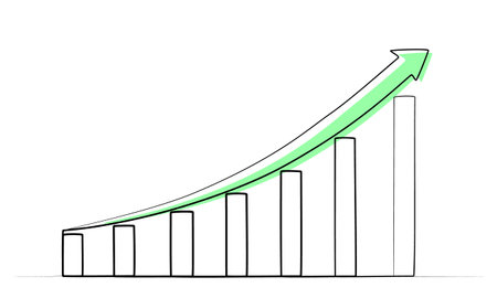 continuous drawing of a growth graph with one line. vectorのイラスト素材