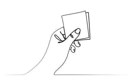 continuous drawing of money in hand with one lineのイラスト素材