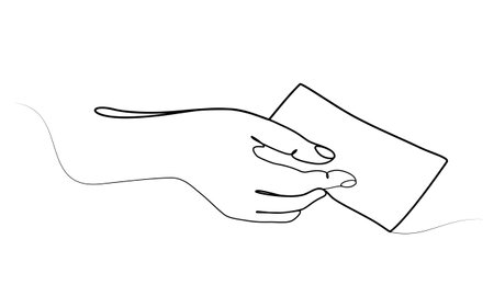 continuous drawing of money in hand with one lineのイラスト素材