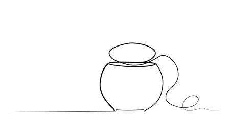 continuous drawing of dental floss in one line. illustrationのイラスト素材