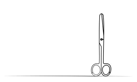 continuous drawing of scissors in one line. illustrationのイラスト素材