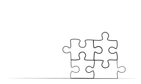 continuous puzzle drawing with one line. illustrationのイラスト素材