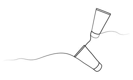 continuous drawing of cosmetic packaging of cream or gel in one line. illustrationのイラスト素材