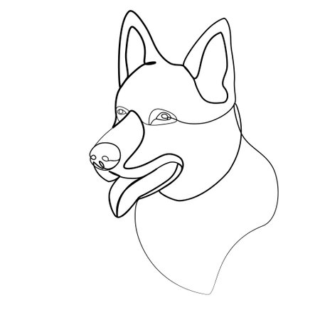 continuous drawing of a dog with one line. vectorのイラスト素材