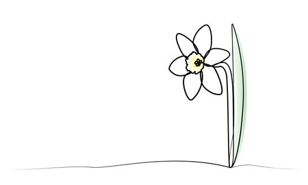 continuous drawing of flowers in one line. vectorのイラスト素材