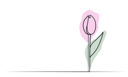 continuous drawing of flowers in one line. vectorのイラスト素材