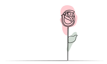 continuous drawing of flowers in one line. vectorのイラスト素材
