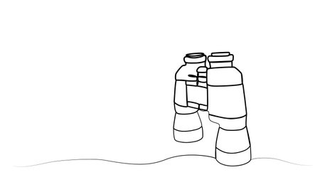 continuous drawing of a binoculars with one line.のイラスト素材