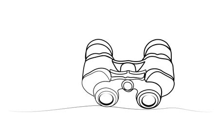 continuous drawing of a binoculars with one line.のイラスト素材