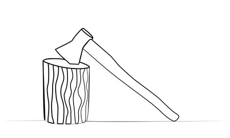 continuous drawing of an ax in one line. vectorのイラスト素材