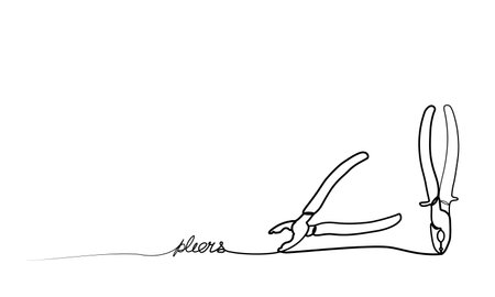continuous drawing of pliers with one line. vector illustration.のイラスト素材