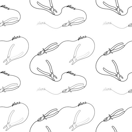 continuous drawing of pliers with one line. vector illustration.のイラスト素材
