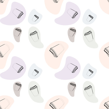 continuous coffee pattern design. vector illustrationのイラスト素材