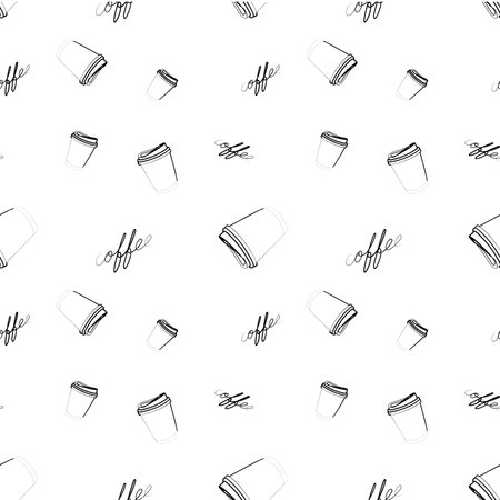 continuous coffee pattern design. vector illustrationのイラスト素材