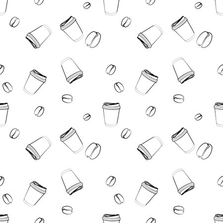 continuous coffee pattern design. vector illustrationのイラスト素材