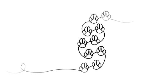 continuous drawing of animal tracks in one line. vectorのイラスト素材