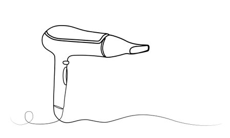 continuous drawing of a hairdryer in one line. vectorのイラスト素材