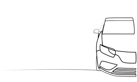 continuous drawing of half a car in one line. vectorのイラスト素材