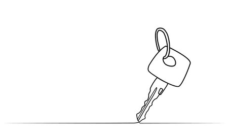 continuous drawing of a key in one line. vectorのイラスト素材
