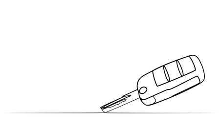continuous drawing of a key in one line. vector illustrationのイラスト素材