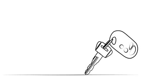 continuous drawing of a key in one line. vectorのイラスト素材
