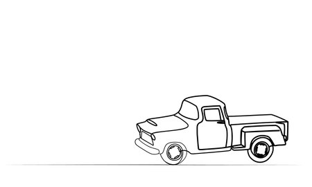continuous drawing of a car with one line. vectorのイラスト素材