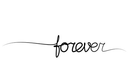 continuous drawing of the phrase forever in one line. vectorのイラスト素材