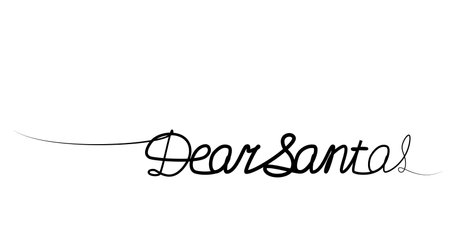 continuous drawing of the phrase Dear Santa with one line. vectorのイラスト素材
