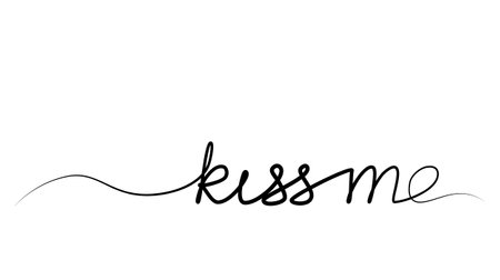 continuous drawing of the phrase kiss me in one line. vectorのイラスト素材