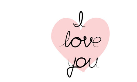 continuous drawing of the phrase I love you in one line. vectorのイラスト素材