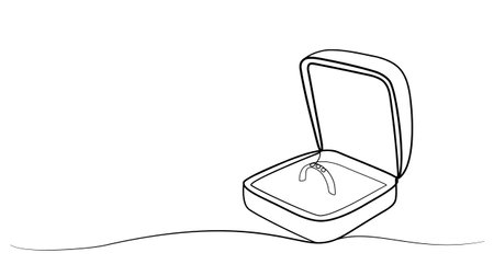 continuous drawing of rings in a box in one line. vectorのイラスト素材