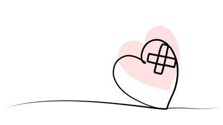 continuous drawing of a heart in one line. sectorのイラスト素材