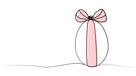 continuous drawing of an Easter egg with one line. vectorのイラスト素材