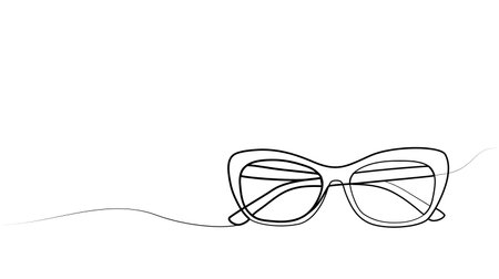 continuous drawing of glasses with one line. vectorのイラスト素材